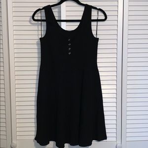 Black Ribbed Henley Tank Dress